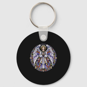 Engelsdarstellung mit Buntglas Christentum Kunst P Schlüsselanhänger