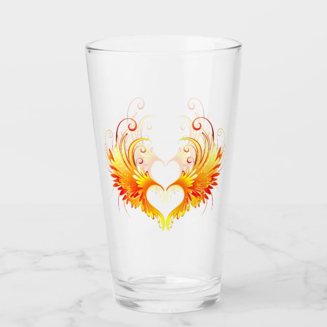 Engelsfeuerherz mit Flügeln Glas (Vorderseite)