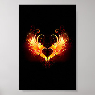 Engelsfeuerherz mit Flügeln Poster