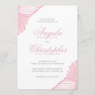 Engelsflügel Federn Rosa und Grau Einladung