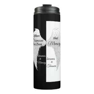 Engelsflügel schwarz und weiß thermosbecher