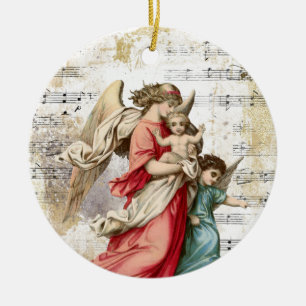 Engelsflügel Weihnachtsmusik Gold religiös Kind Keramik Ornament