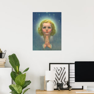 Engelsgleiches blondes Mädchen mit Heiligenschein  Poster