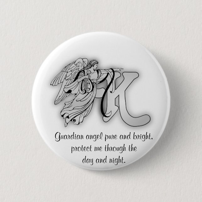 Engelsmonogramm-Alphabetinitiale des Buchstaben K Button (Vorderseite)