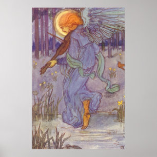 Engelsmusiker spielt Violine, Vintage-Musik Poster