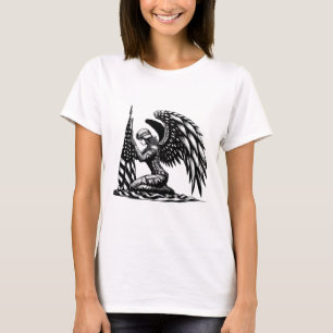 Engelsoldatin Frau USA Flag Patriotische Kunst T-Shirt