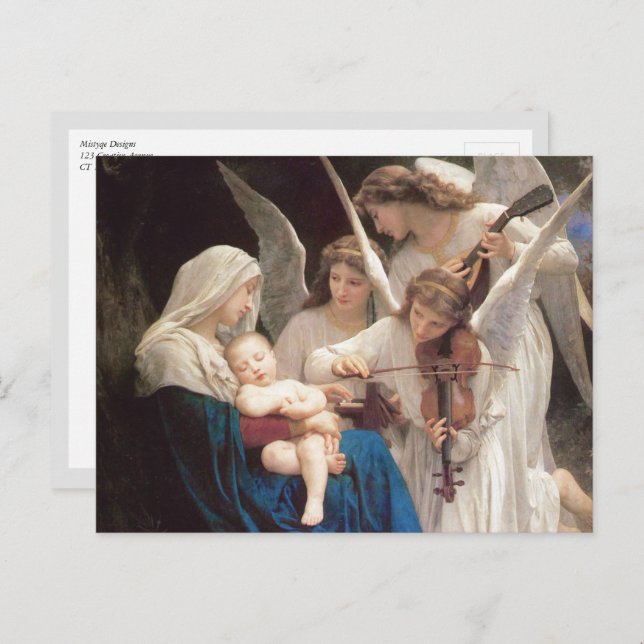 Engelsong, William-Adolphe Bouguereau Postkarte (Vorne/Hinten)