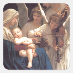 Engelsong - William-Adolphe Bouguereau Quadratischer Aufkleber