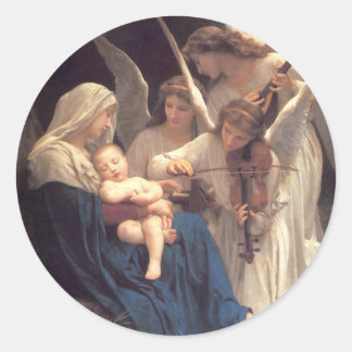 Engelsong - William-Adolphe Bouguereau Runder Aufkleber