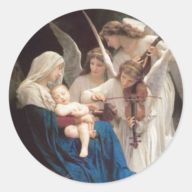 Engelsong, William-Adolphe Bouguereau Runder Aufkleber (Vorderseite)