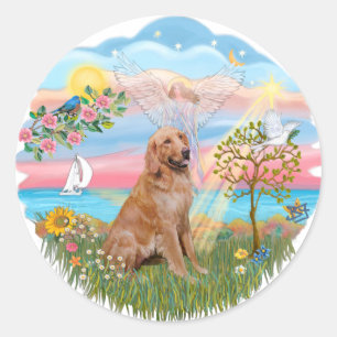 Engelstern - Golden Retriever #2 Runder Aufkleber