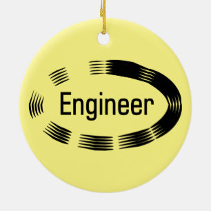Engineer Black Oval Keramik Ornament