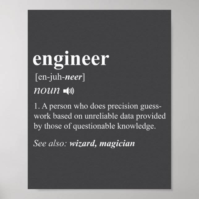 Engineer Definition Funny Engineering Mechanical C Poster (Vorne)