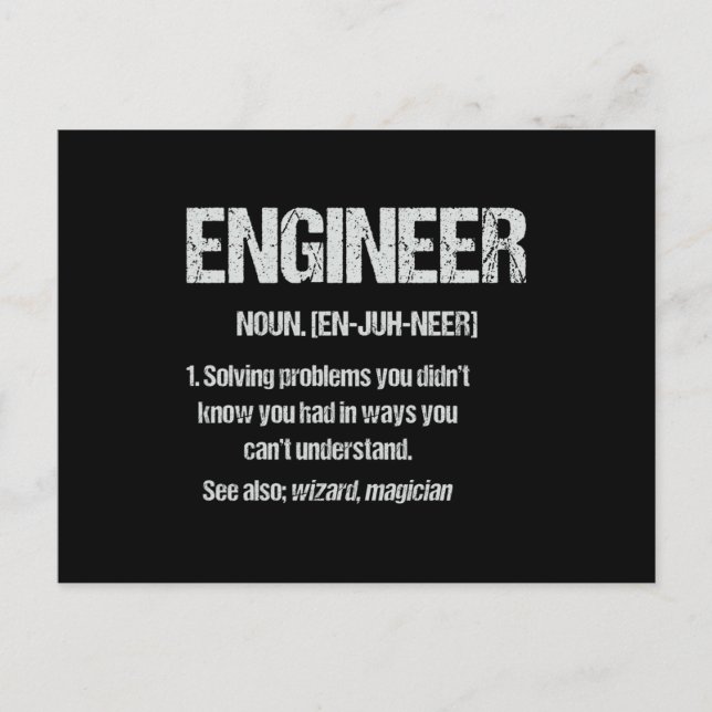 ENGINEER NOUN Funny Engineering Quotes Abschluss Postkarte (Vorderseite)