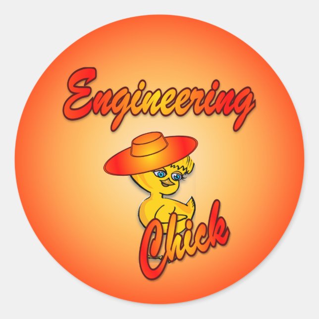 Engineering Chick #5 Runder Aufkleber (Vorderseite)