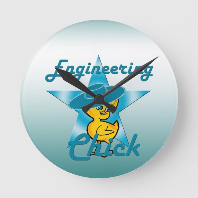 Engineering Chick #7 Runde Wanduhr (Vorderseite)