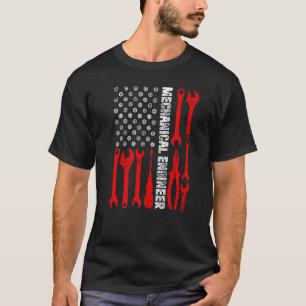 Engineering Gear Cog USA Flag Mechanischer Ingenie T-Shirt