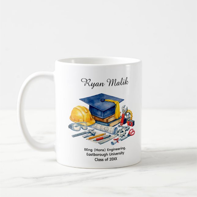 🎓Engineering Grad   Custom Name & Degree Kaffeetasse (Links)