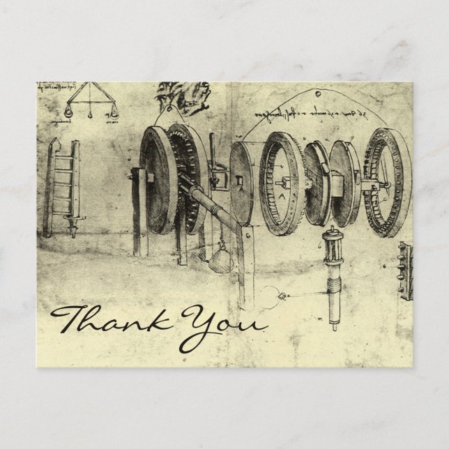 Engineering Sketch of Wheels von Leonardo da Vinci Postkarte (Vorderseite)