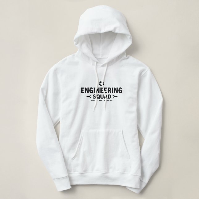 Engineering Squad Mug – Build. Fix. Repeat. Hoodie (Design vorne)