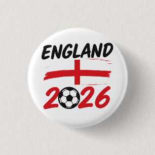England 2026 Fußball Fan Design, Kreuz und Fußball Button