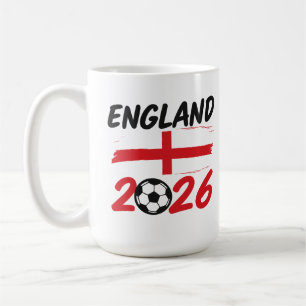 England 2026 Fußballfan-Design, Kreuz und Fußball Kaffeetasse