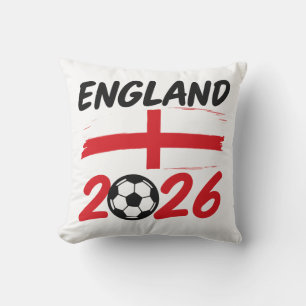 England 2026 Fußballfan-Design, Kreuz und Fußball Kissen