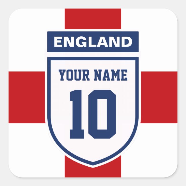 England Allegitime Fans - Anpassbare Namensnummer Quadratischer Aufkleber (Vorderseite)