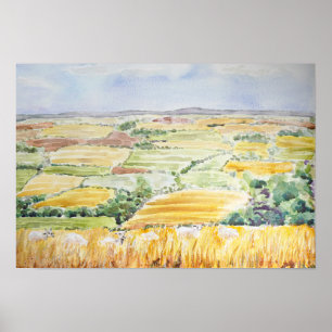 England Aquarellmalerei auf dem Lande Poster