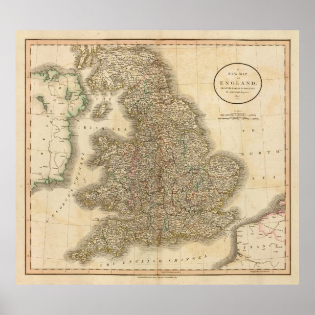 England Atlas Karte 2 Poster (Vorne)