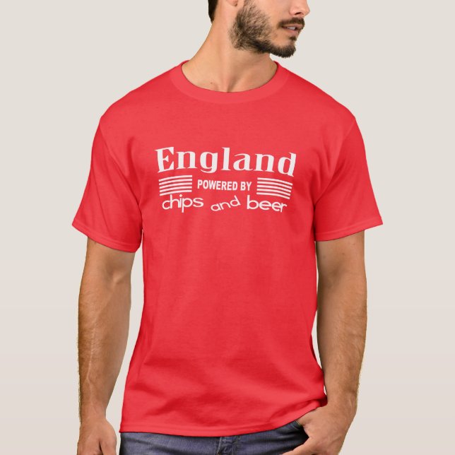 England -betrieben durch Chips und Bier T-Shirt (Vorderseite)
