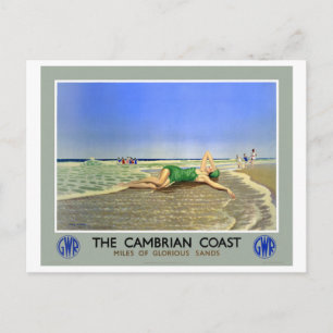 England Cambrian Coast Vintage Reiseposter Postkarte