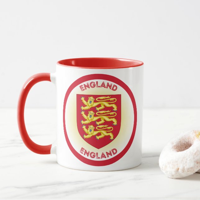 England Coat of Arms Circle Shape Tasse (Mit Donut)