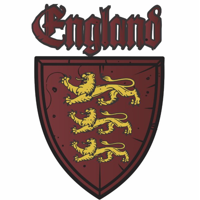 England Drei Löwen Holzschild Freistehende Fotoskulptur (Vorne)