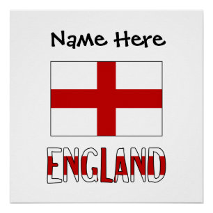 England Englische Flagge Schwarz Personalisierung Poster