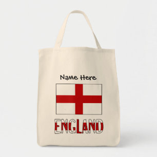 England Englische Flagge Schwarz Personalisierung Tragetasche