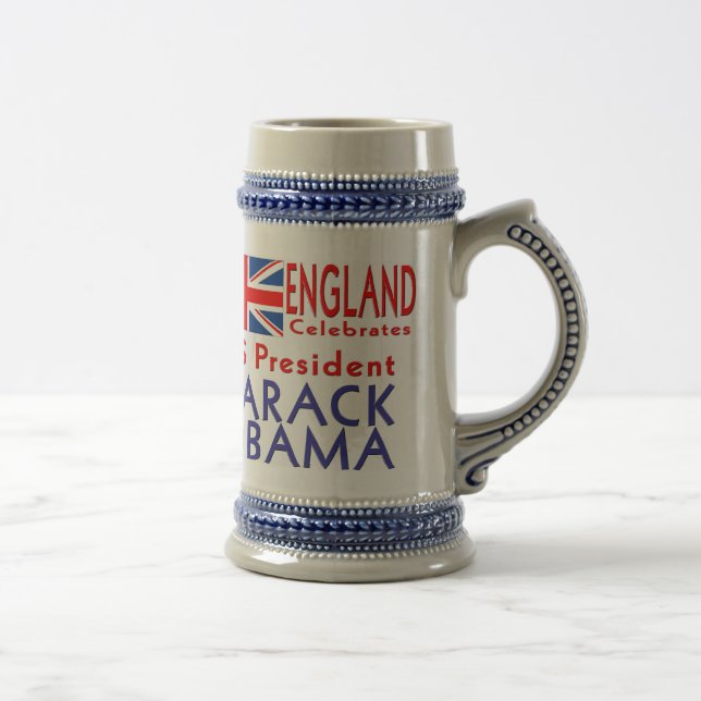 ENGLAND feiert US Präsidenten Obama Souvenir Bierglas (Rechts)