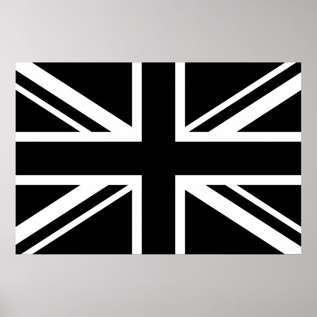 England Flag Black White Poster (Vorne)