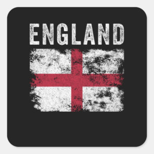 England Flag Distressed - English Flag Quadratischer Aufkleber