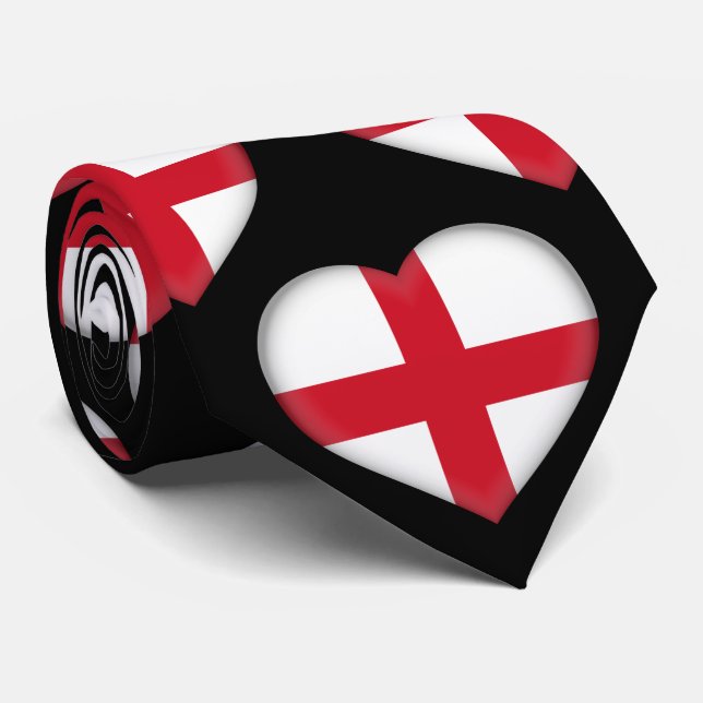 England Flag Farben Herz Muster Neck Tie Krawatte (Gerollt)