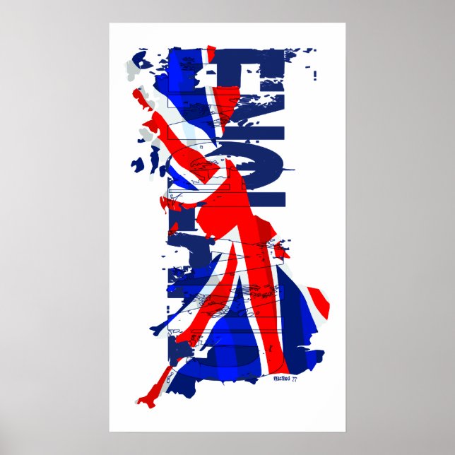 England Flag Map 02 Poster (Vorne)
