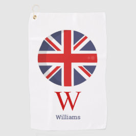 England Flag Monogram Golfhandtuch