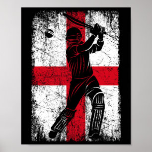 England-Flagge Cricket-Trikot Fan Spieler Trainer  Poster