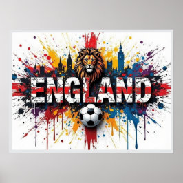 England Football Citiscape Oil Painting Style Art Poster