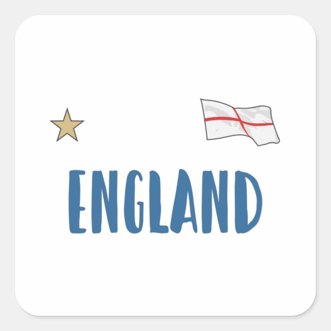 England Football Fan Shirt Englische Flagge Quadratischer Aufkleber (Vorderseite)