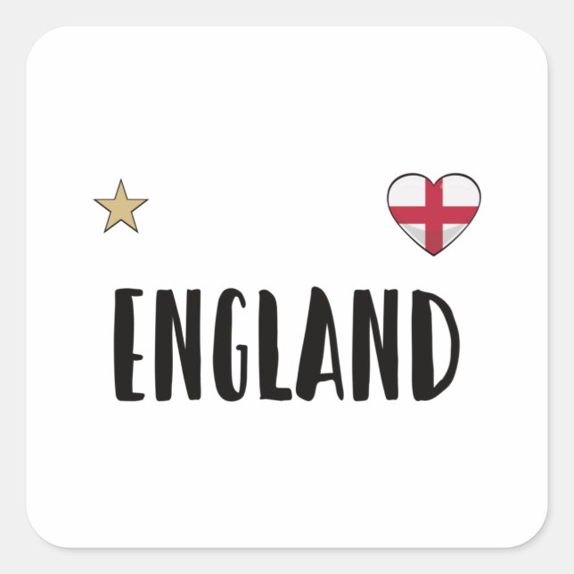 England Football Fan Shirt Englische Flagge Quadratischer Aufkleber (Vorderseite)