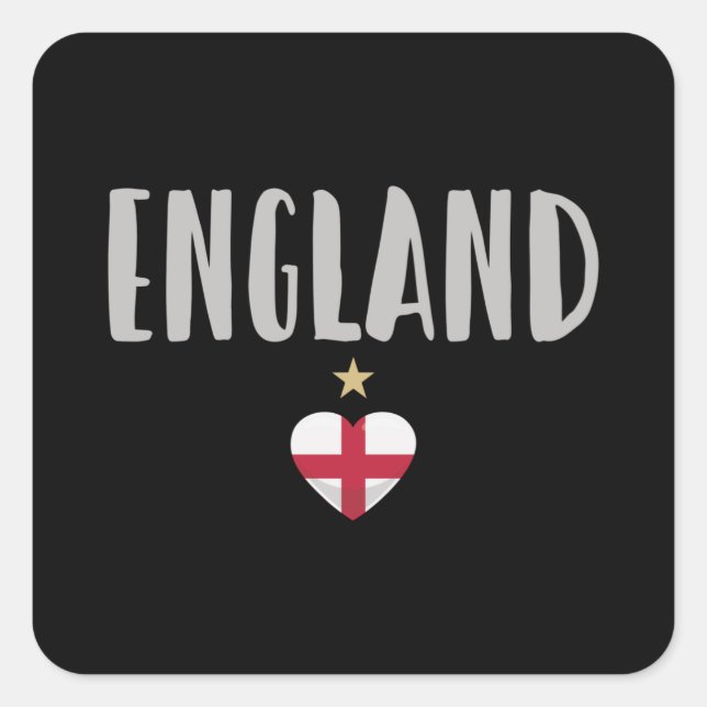 England Football Fan Shirt Englische Flagge Quadratischer Aufkleber (Vorderseite)