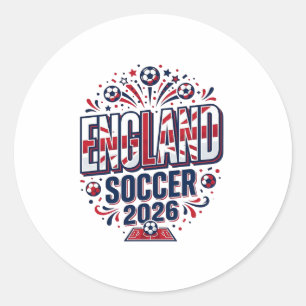 England Fußball 2026 Fußball Fett Land Typografie Runder Aufkleber