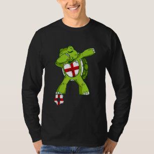 England Fußball Dabbing Schildkröte Englische Flag T-Shirt