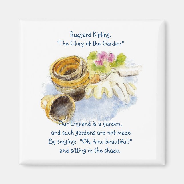 England Garden Verse mit Aquarellmalerei Magnet (Vorne)